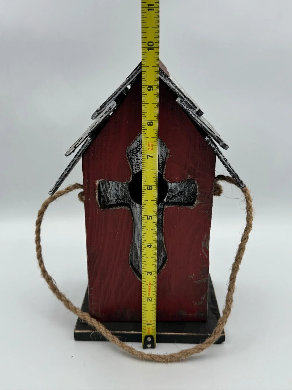 Tellon Collections Rustic Red Cross Wooden Hanging Birdhouse Farmhouse Decor‎